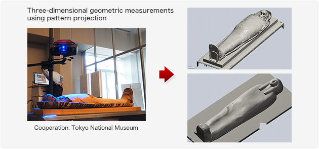Three-dimensional geometric measurements using pattern projection Cooperation: Tokyo National Museum